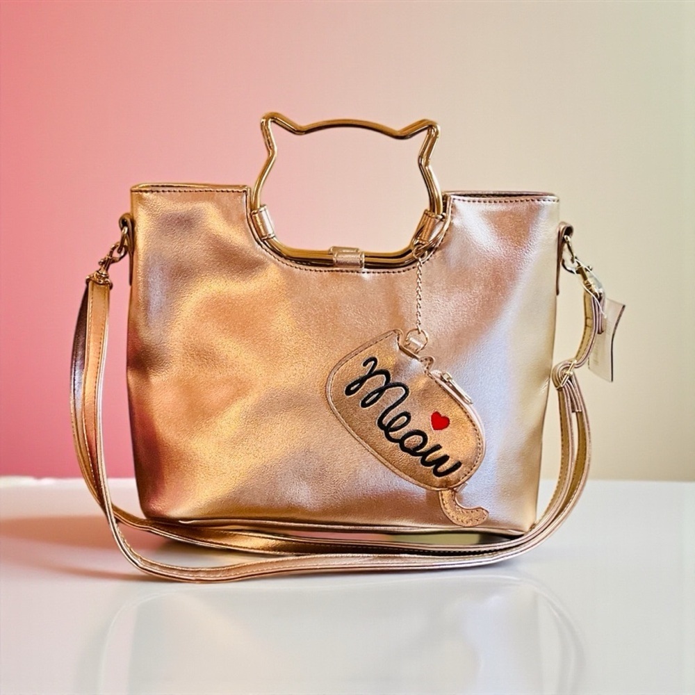 Metallic Gold Cat’s Meow Crossbody Bag